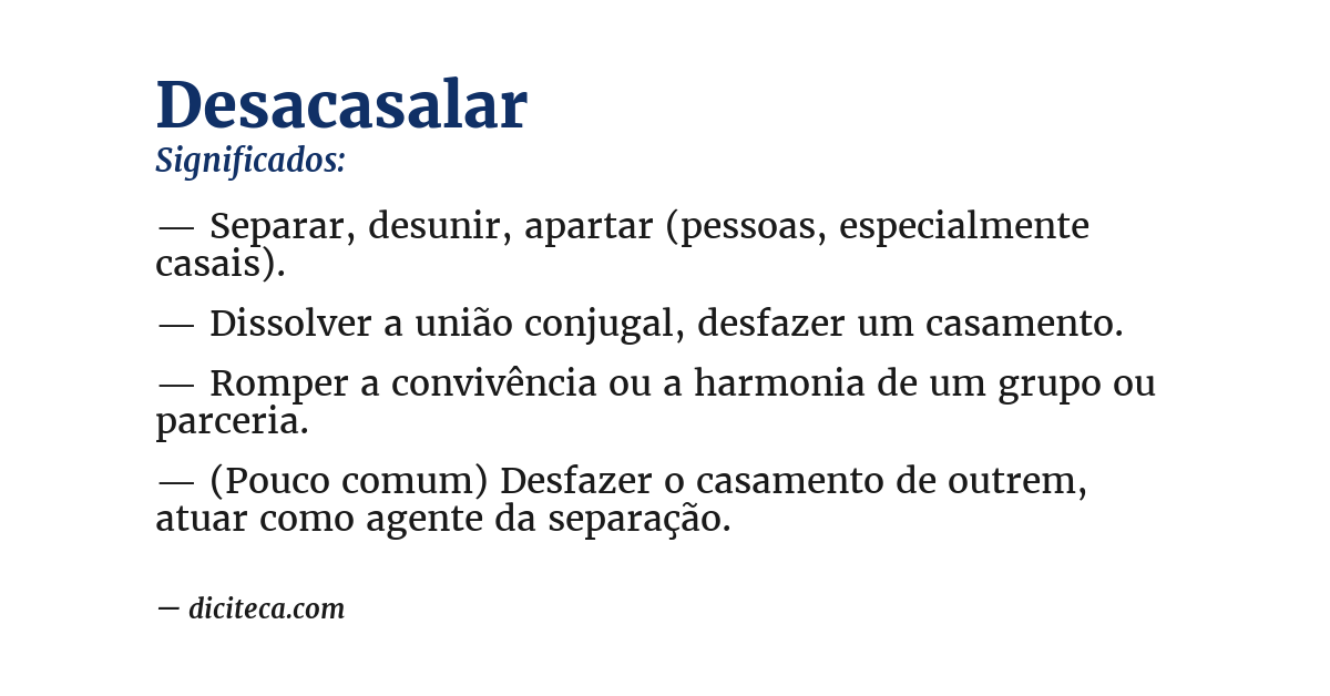 Significado de desacasalar