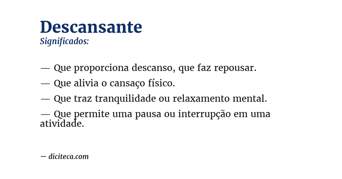 Significado de descansante
