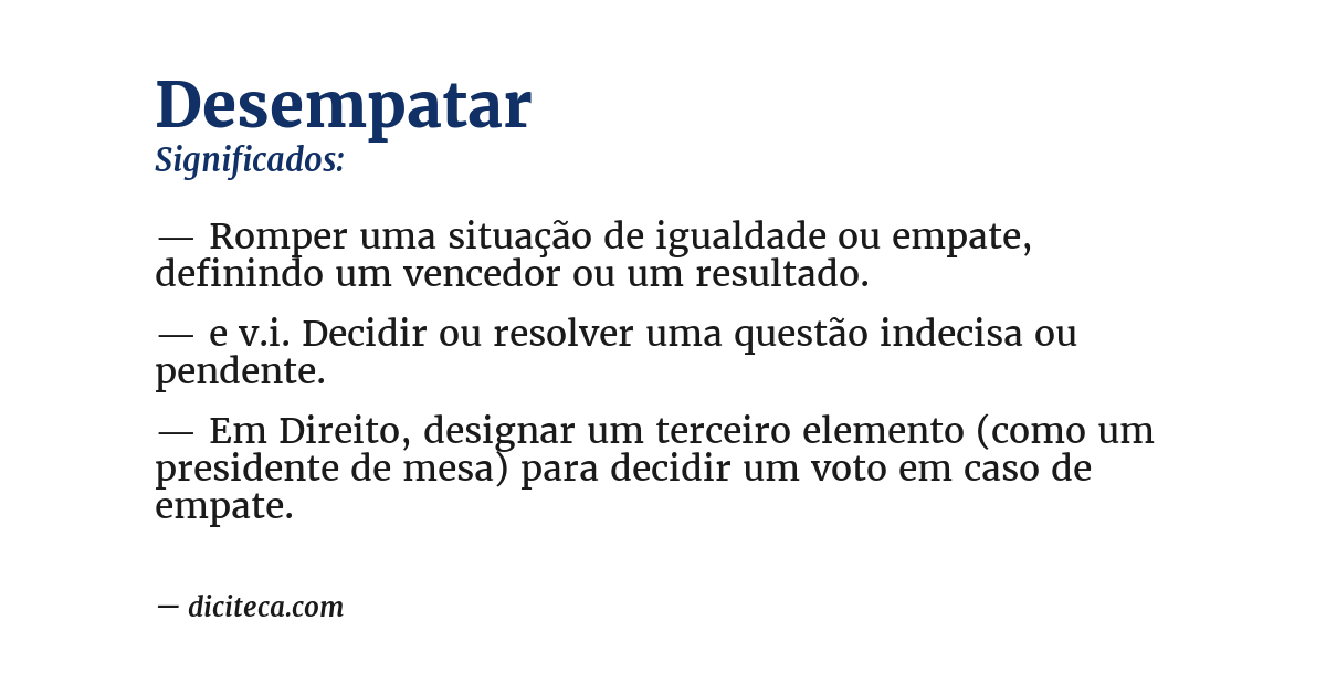 Significado de desempatar
