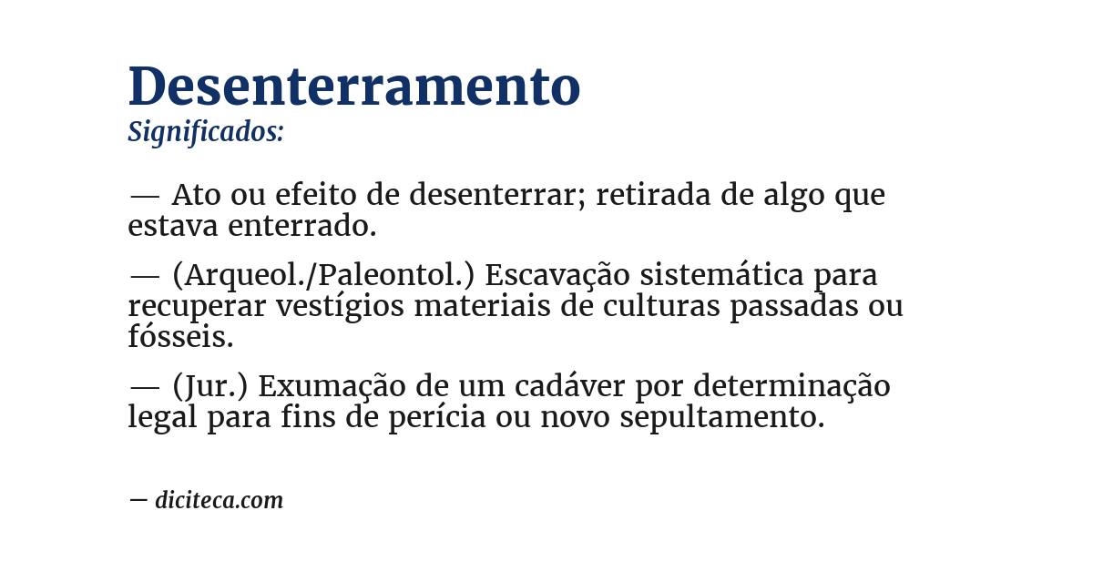 Significado de desenterramento
