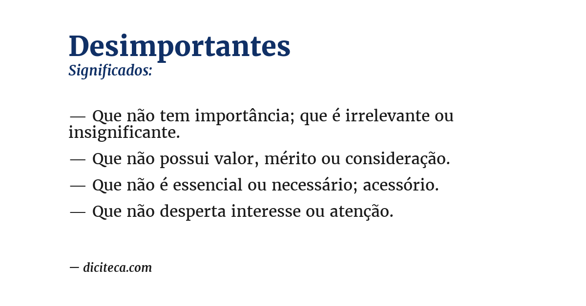 Significado de desimportantes