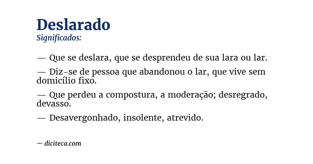 Significado de deslarado