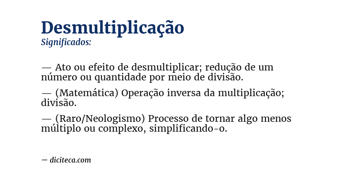 Significado de desmultiplicação