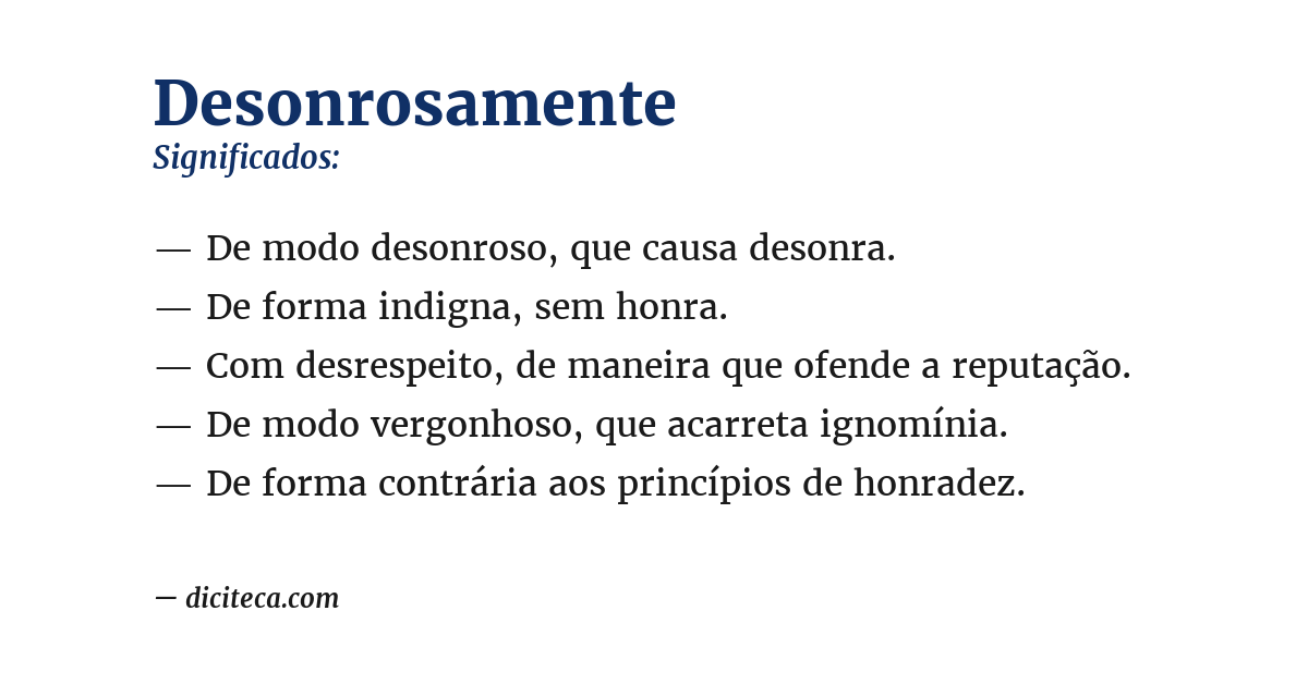 Significado de desonrosamente