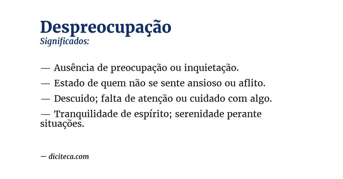 Significado de despreocupação