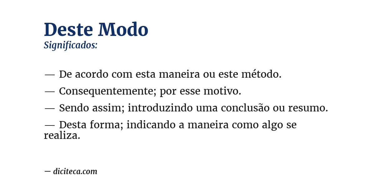 Significado de deste modo