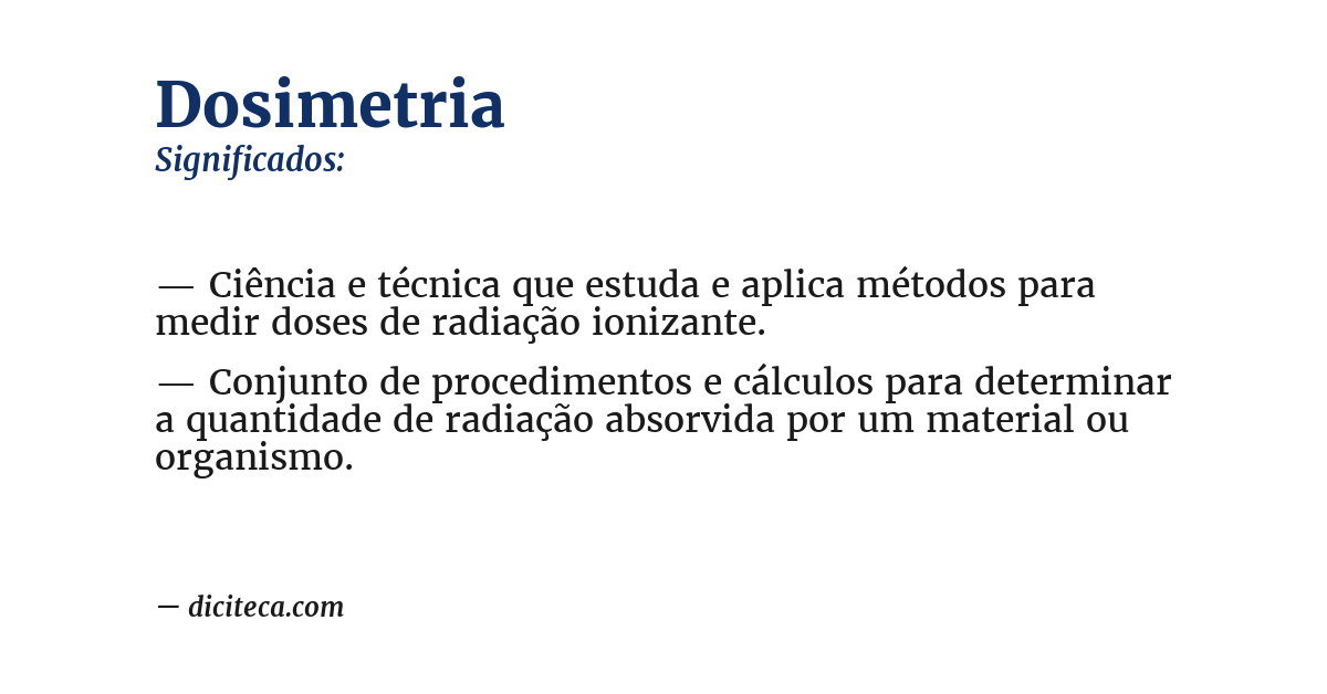 Significado de dosimetria
