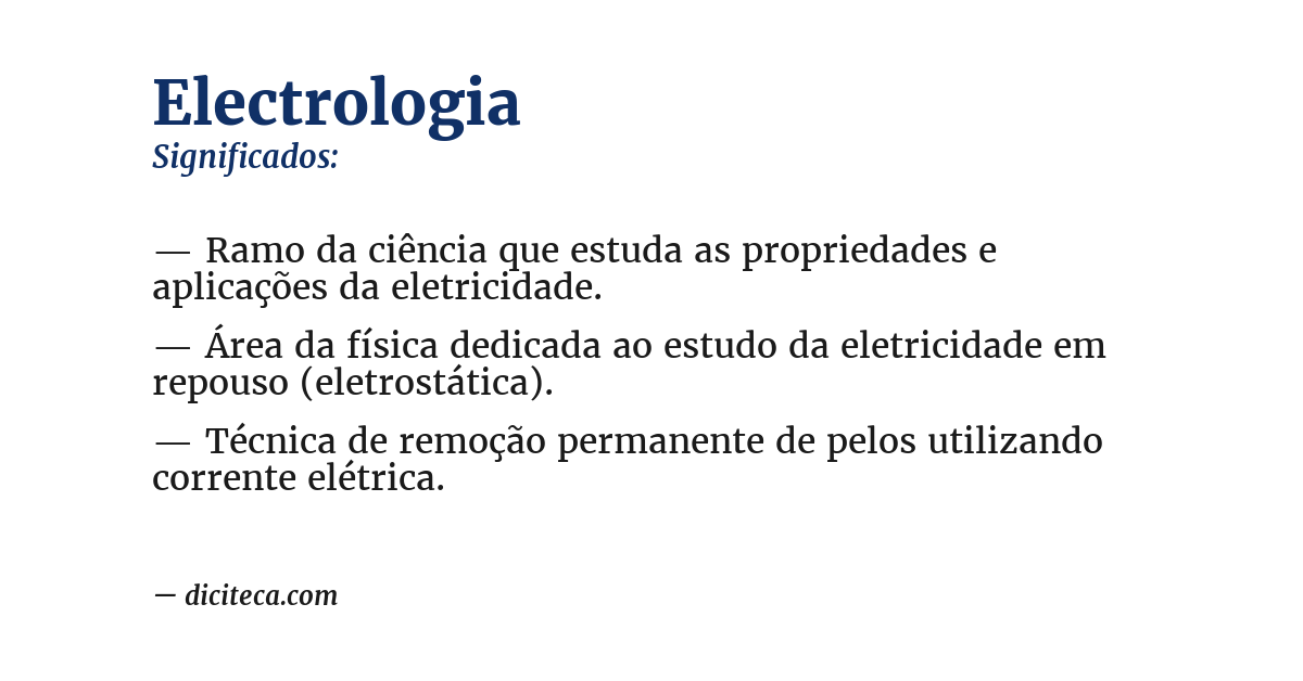 Significado de electrologia