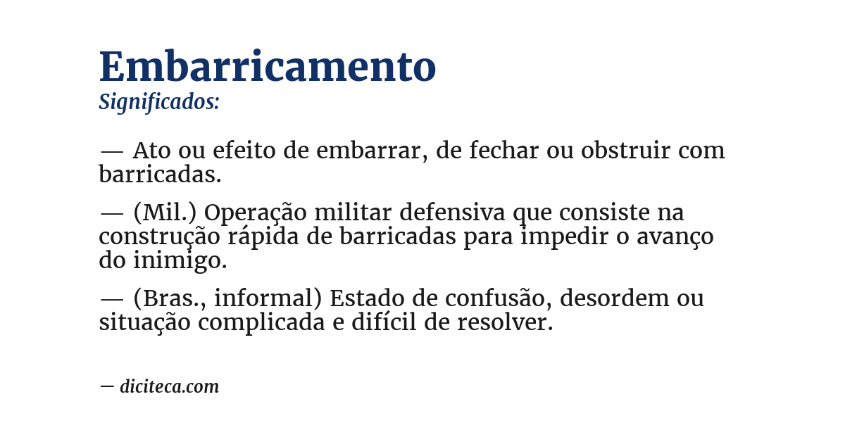 Significado de embarricamento