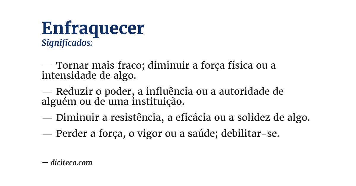 Significado de enfraquecer