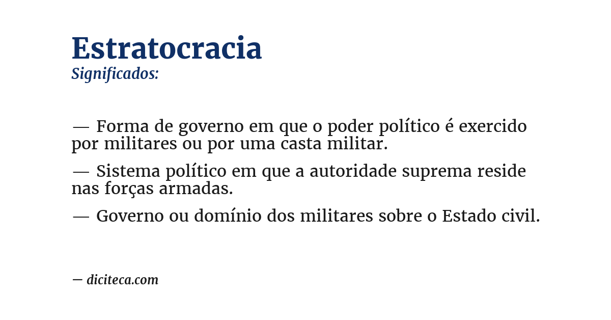 Significado de estratocracia