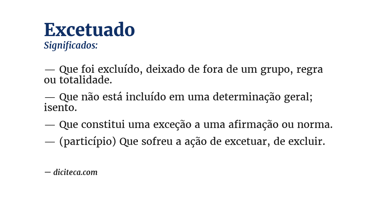 Significado de excetuado