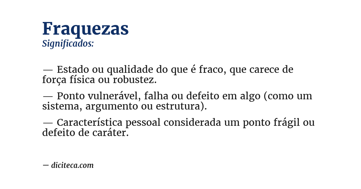 Significado de fraquezas