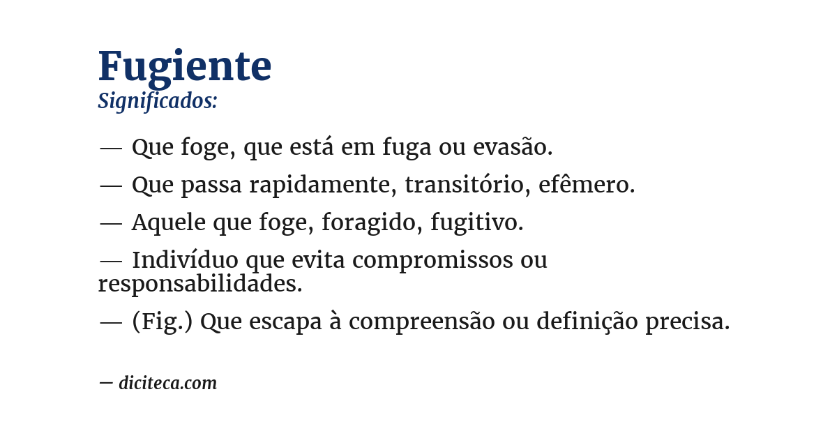 Significado de fugiente