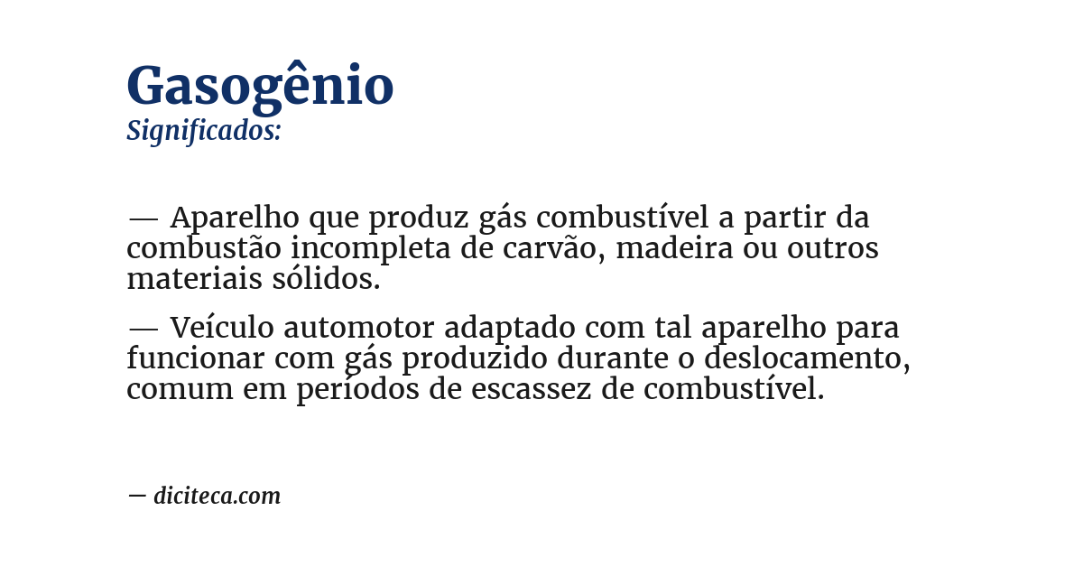 Significado de gasogênio