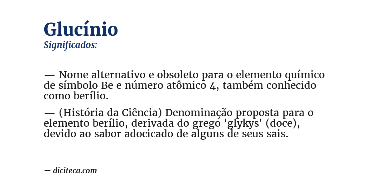 Significado de glucínio