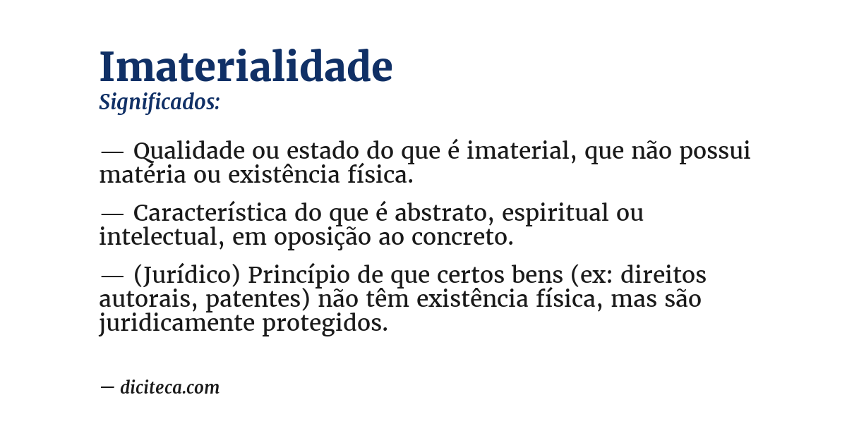 Significado de imaterialidade