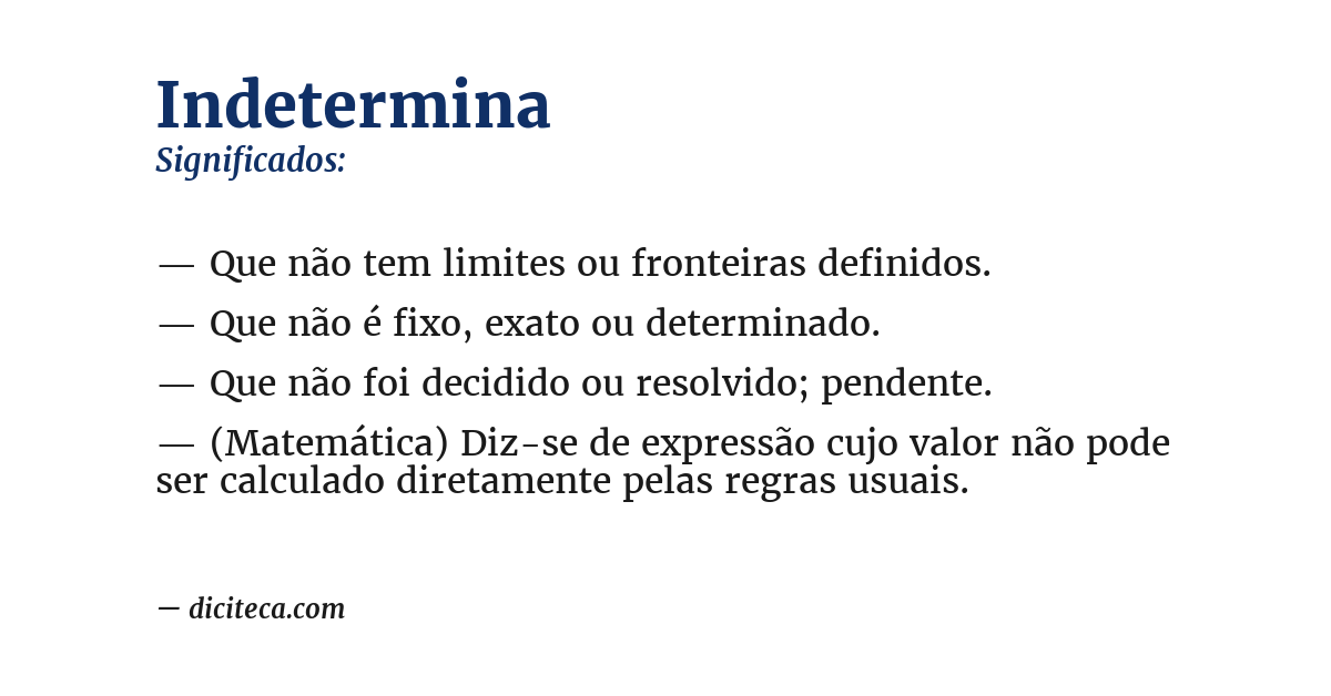 Significado de indetermina