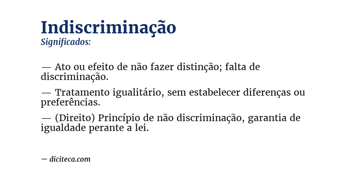 Significado de indiscriminação