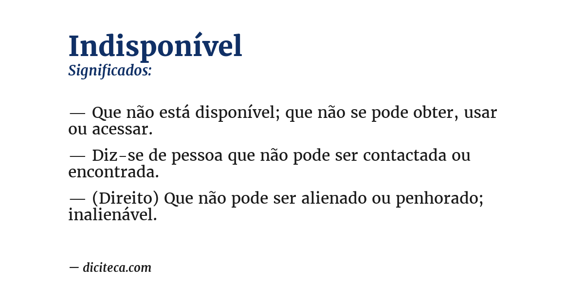 Significado de indisponível