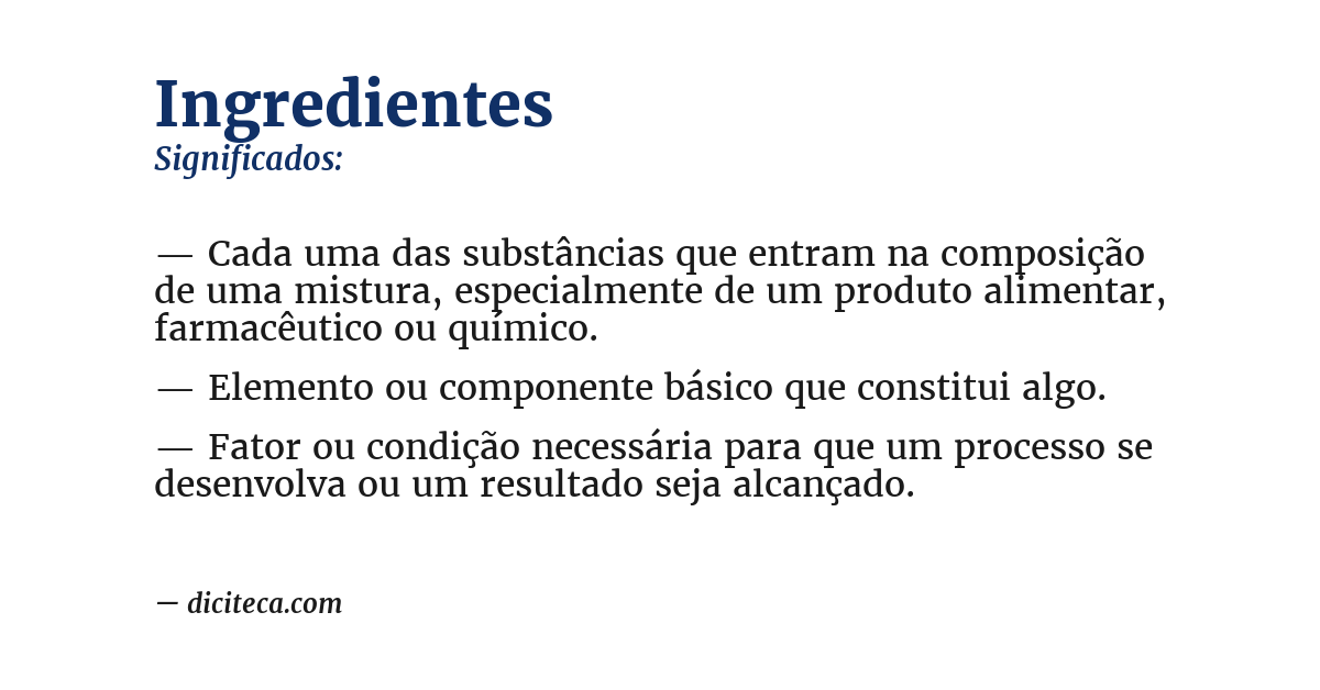 Significado de ingredientes