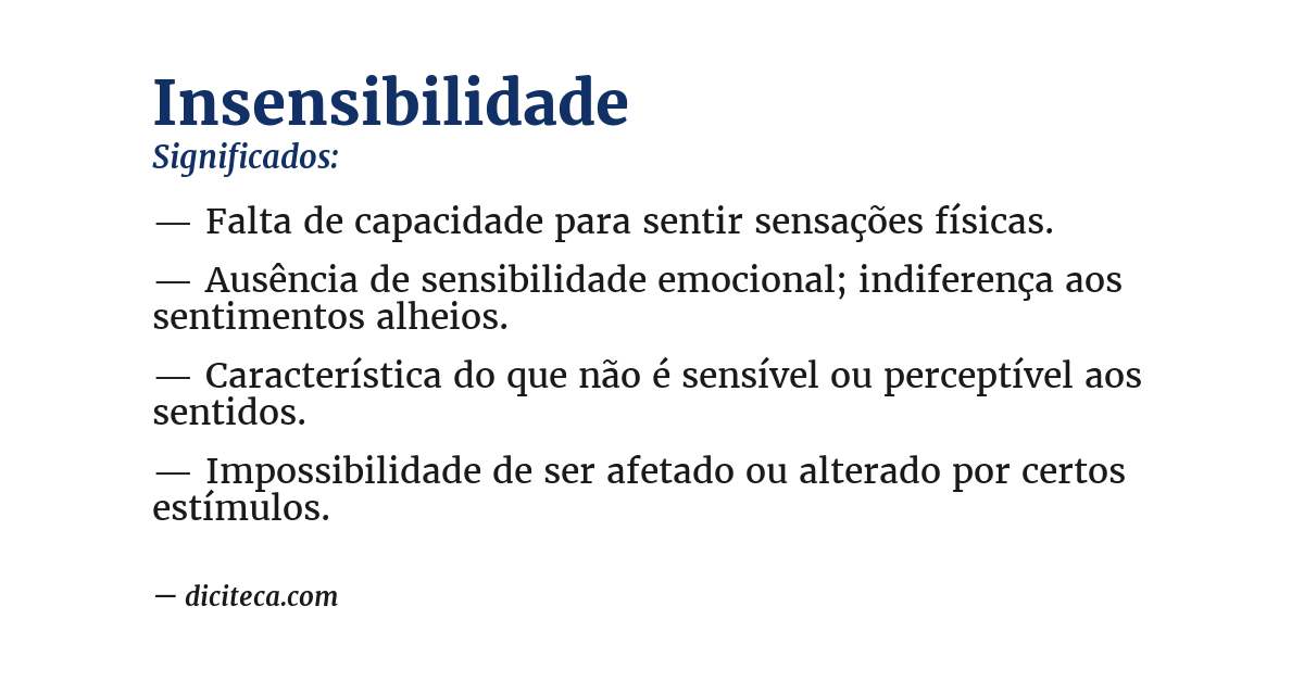 Significado de insensibilidade