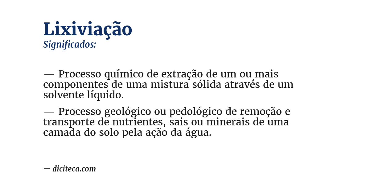 Significado de lixiviação
