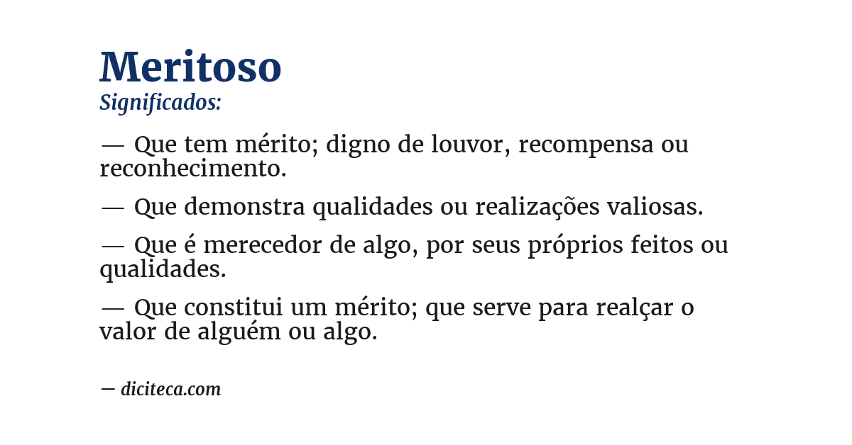 Significado de meritoso
