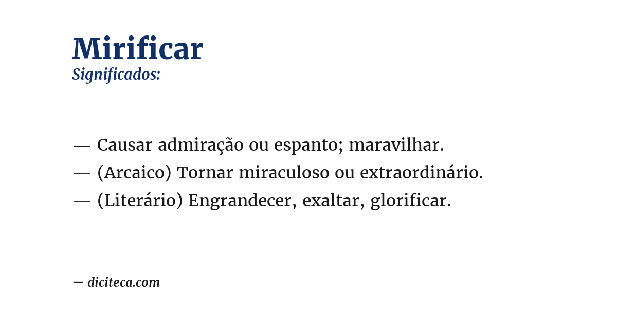 Significado de mirificar