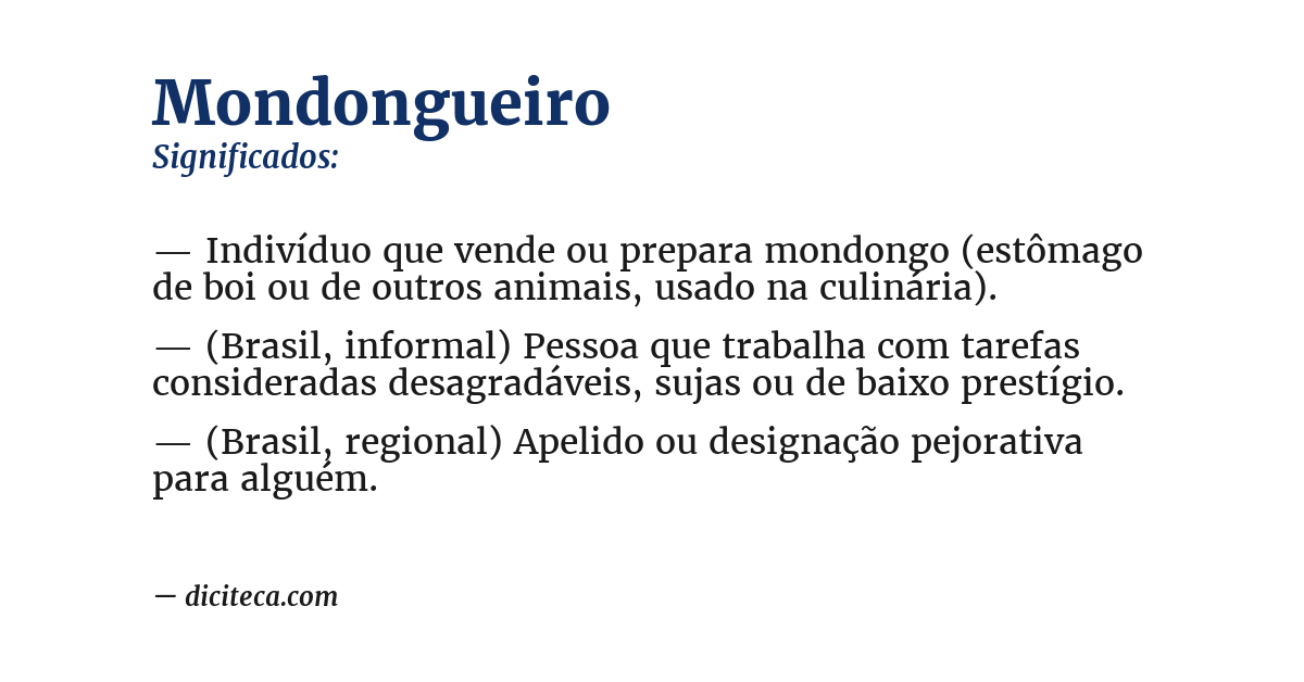 Significado de mondongueiro