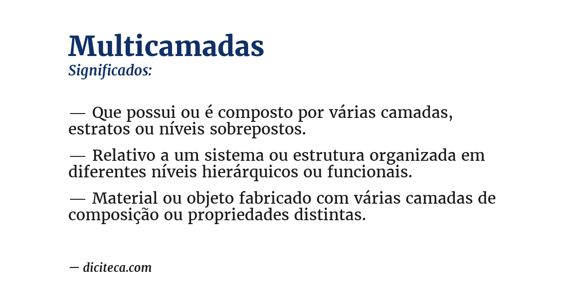 Significado de multicamadas