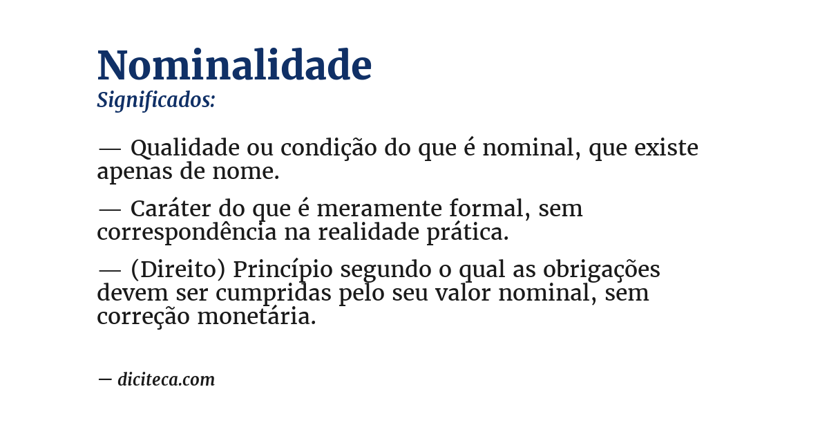 Significado de nominalidade