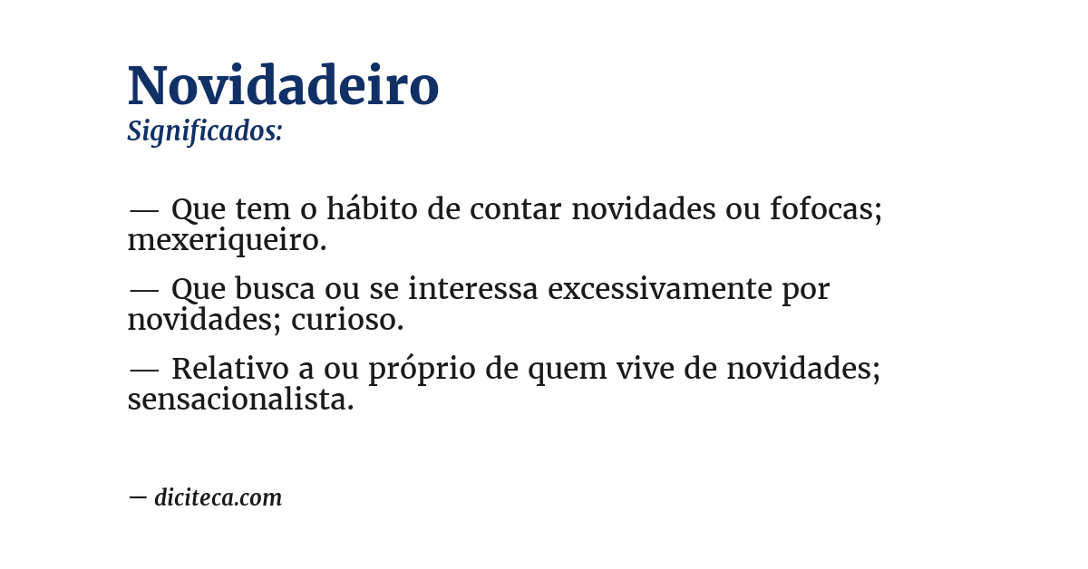 Significado de novidadeiro
