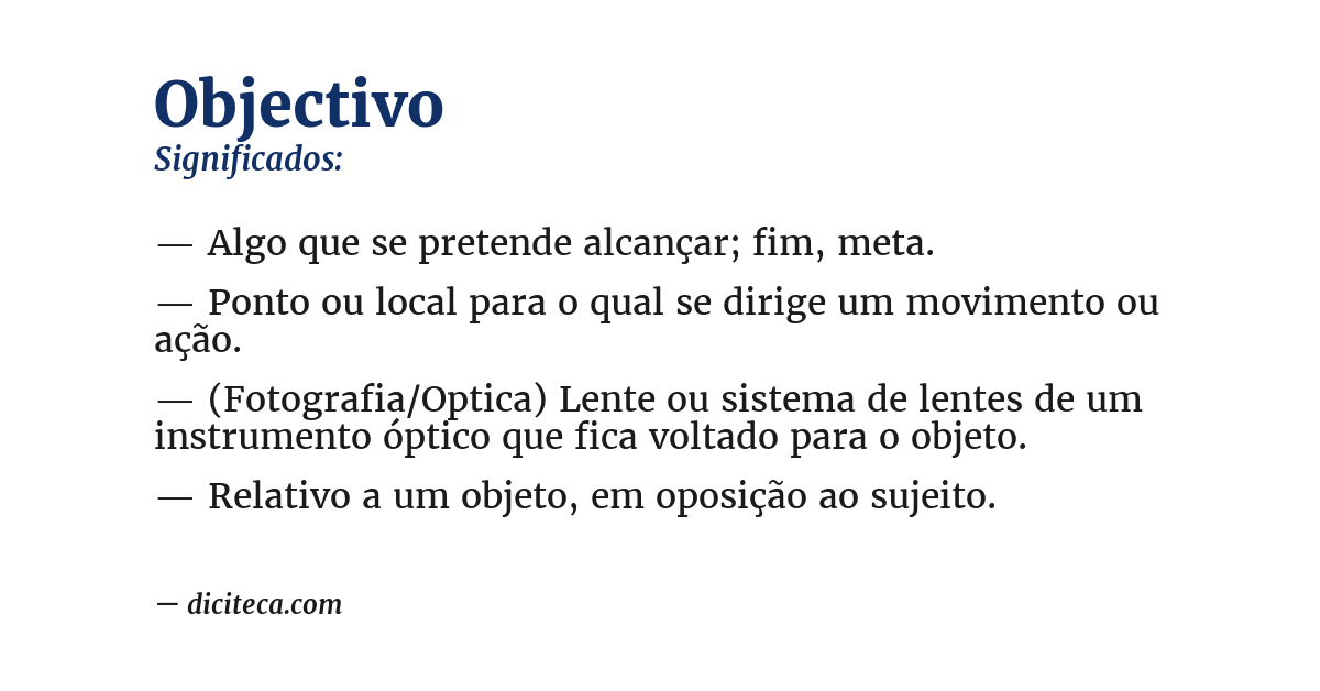 Significado de objectivo