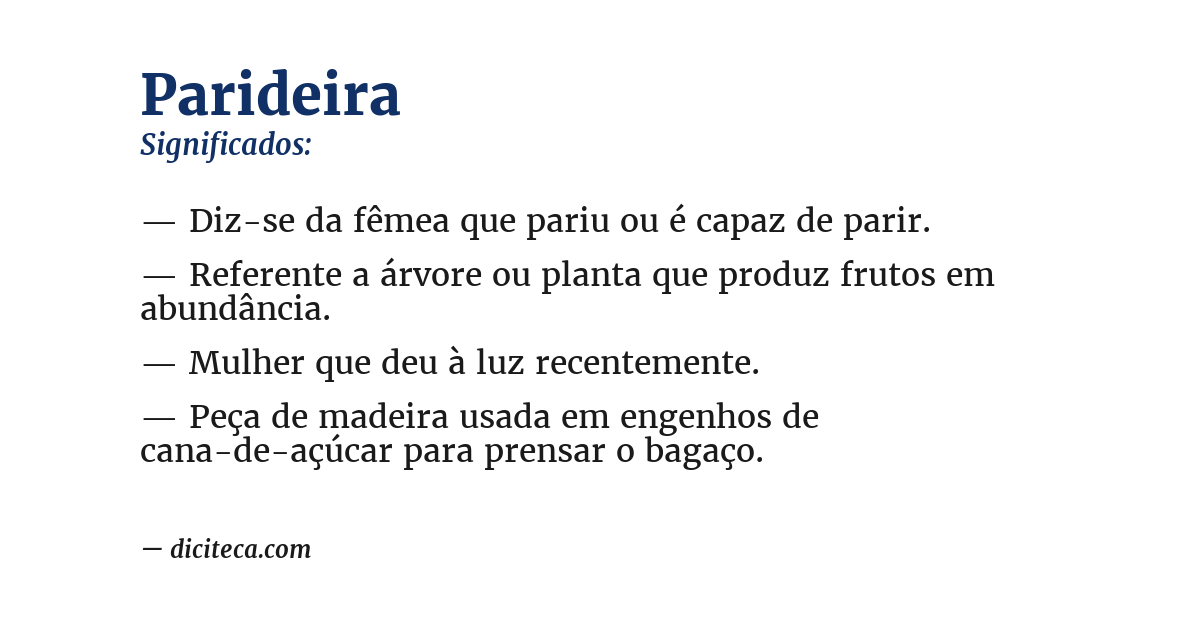 Significado de parideira