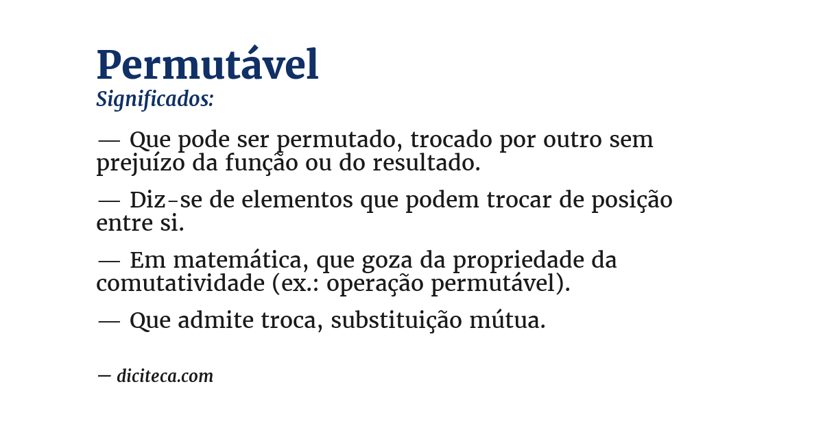 Significado de permutável