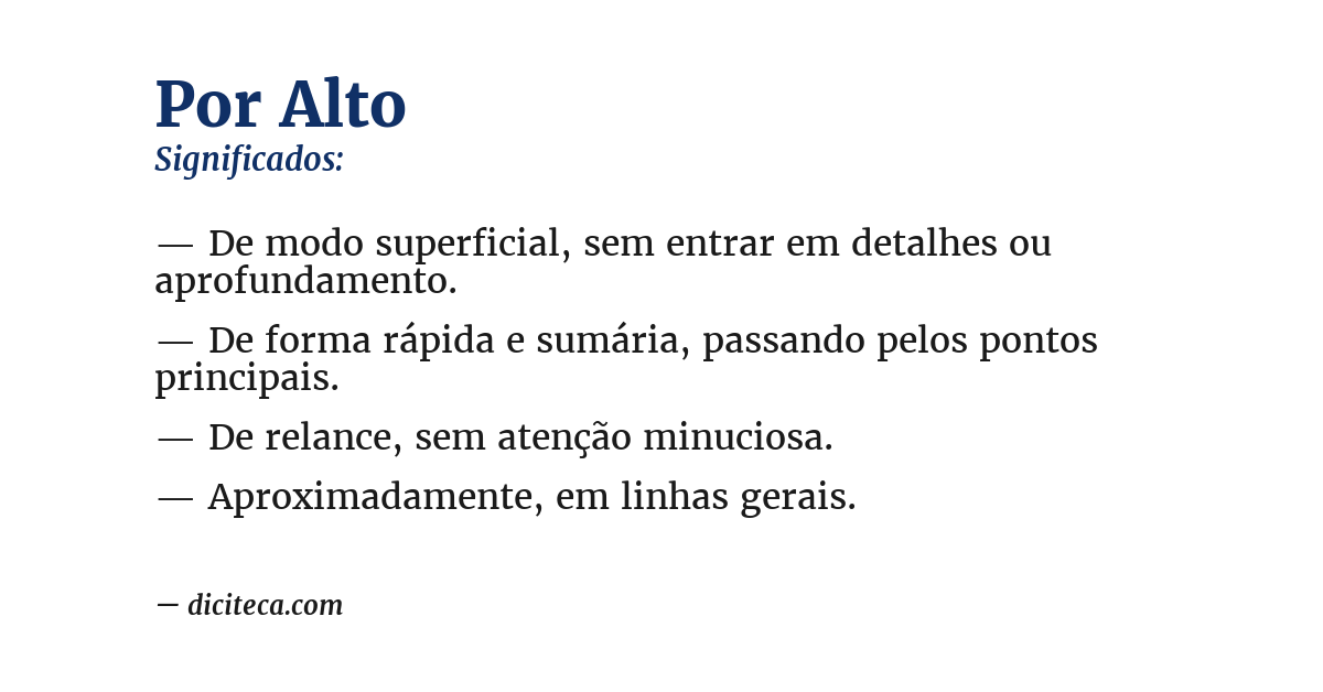 Significado de por alto