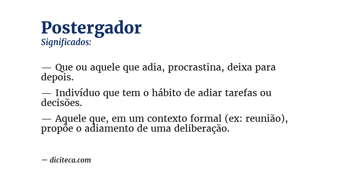 Significado de postergador