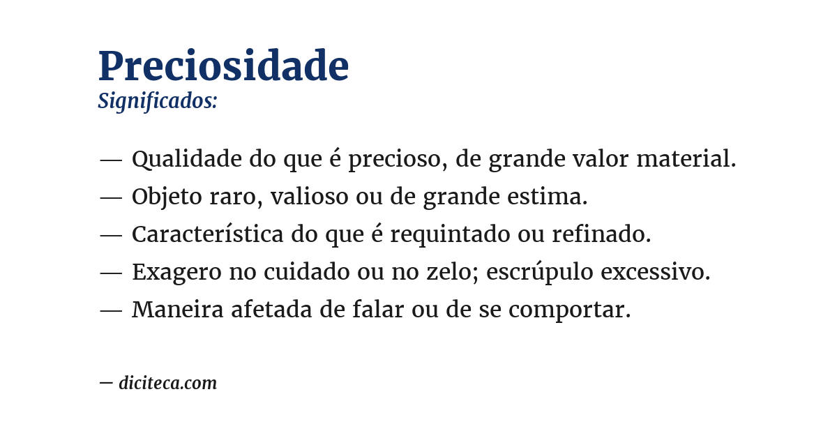 Significado de preciosidade