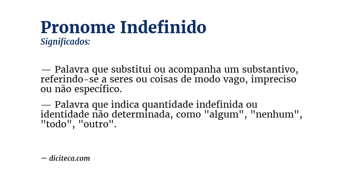 Significado de pronome indefinido