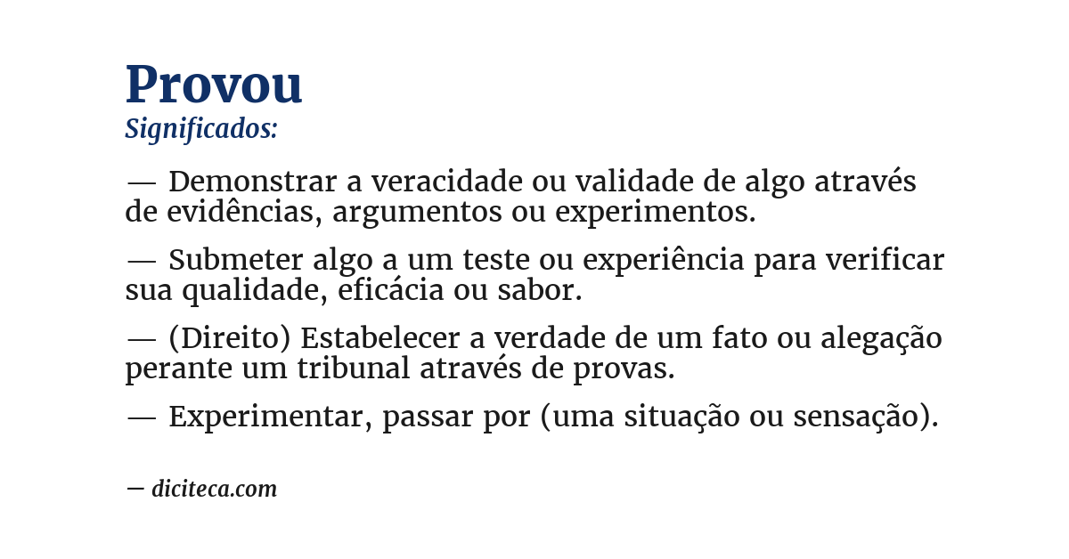 Significado de provou