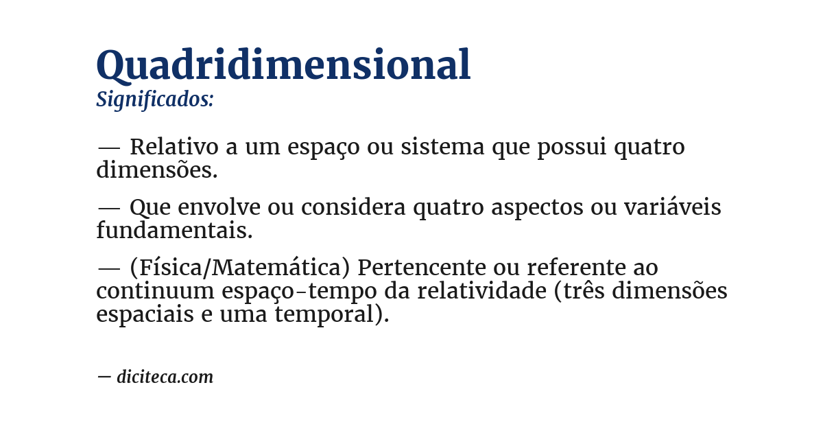 Significado de quadridimensional