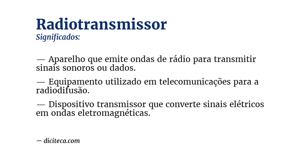 Significado de radiotransmissor