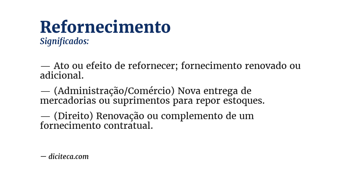 Significado de refornecimento