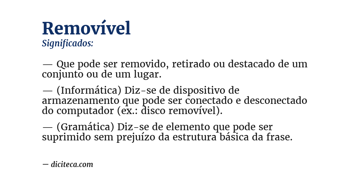 Significado de removível