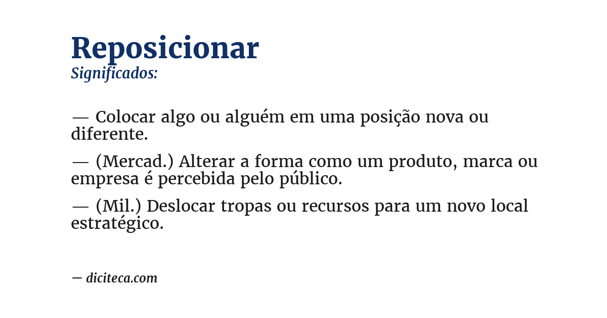 Significado de reposicionar