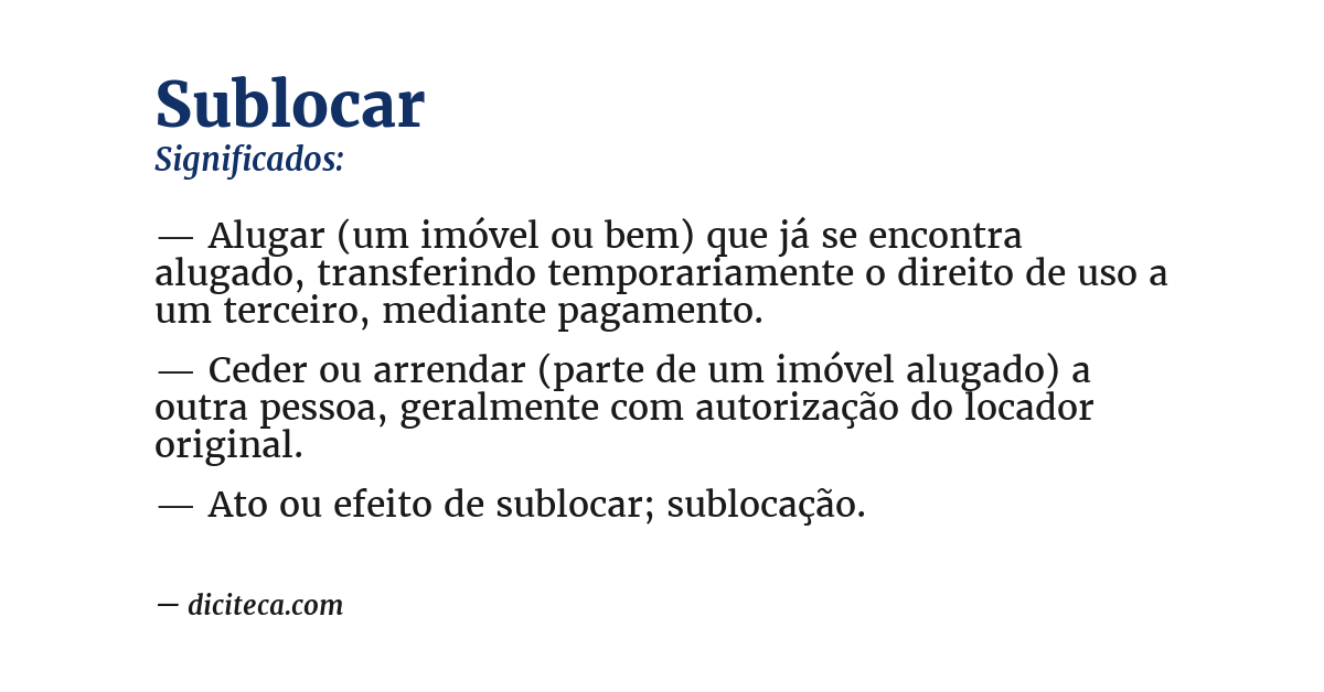 Significado de sublocar