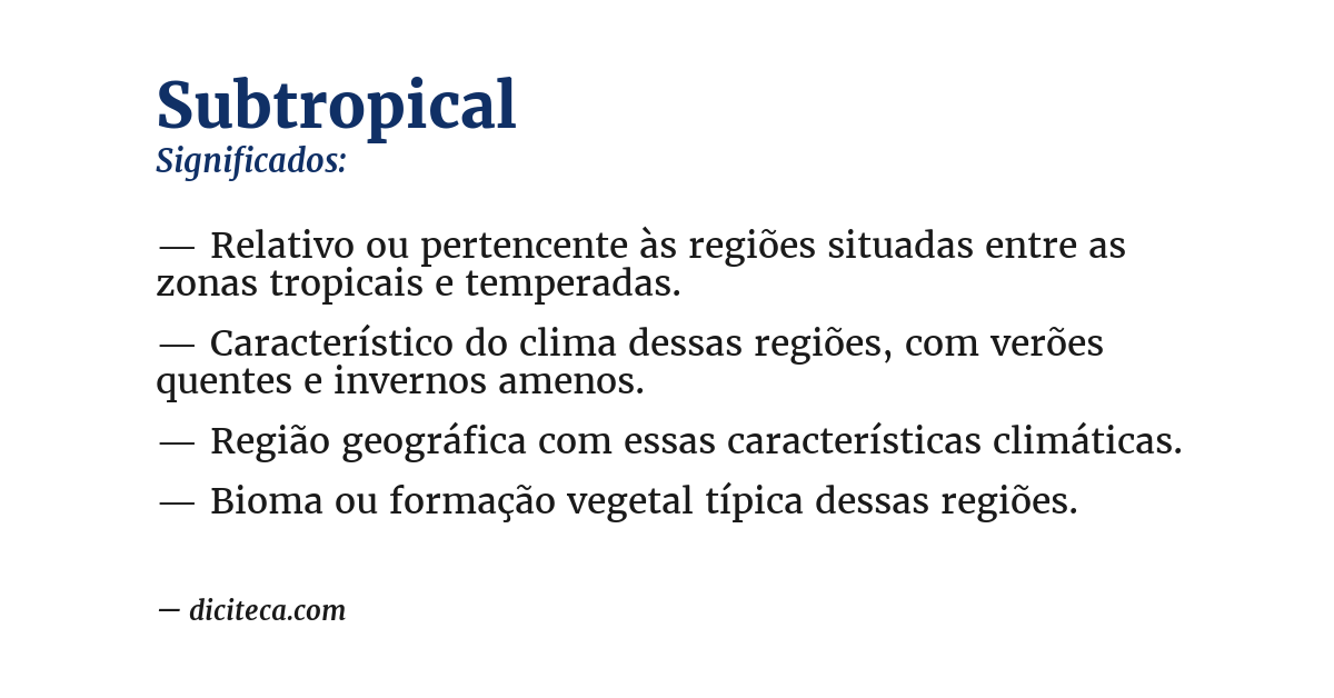 Significado de subtropical