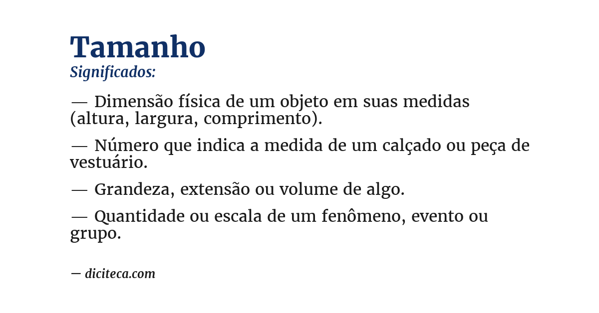 Significado de tamanho