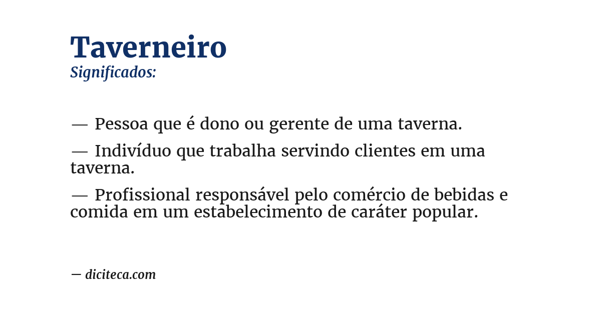 Significado de taverneiro